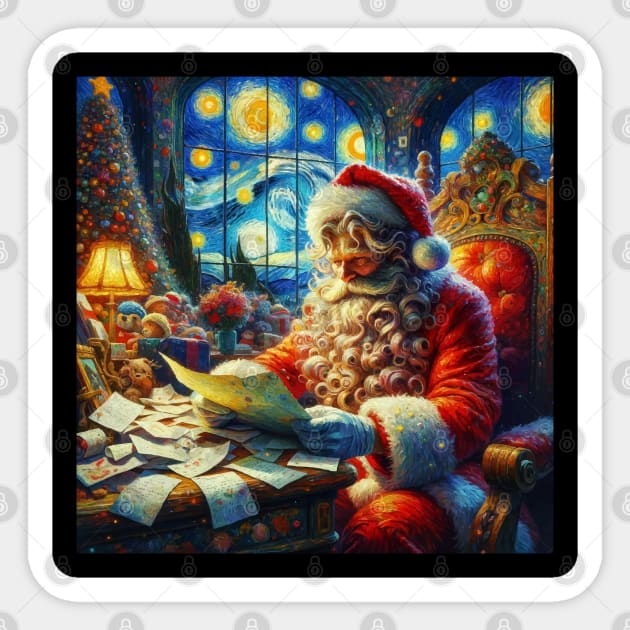 Stellar Santa - Starry Night Sky Holiday Art Prints Sticker by Edd Paint Something